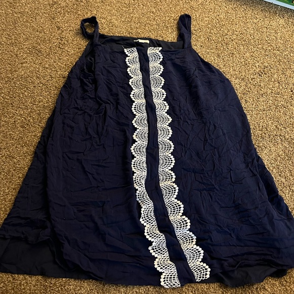 Dresses & Skirts - Navy blue/eyelet white lace short dress